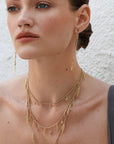 Sterling Silver Chain & Grey Silk Woven Necklace Featuring Five Bezel-Set Grey Diamond Slice Drops & Chain "Fringe" Stations - Peridot Fine Jewelry - Marie Laure Chamorel