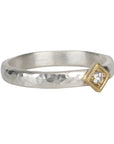 Sterling Silver & Single Diamond Ring with 18K Diamond - Shaped Setting - Peridot Fine Jewelry - Yasuko Azuma