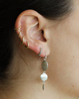 Sterling Silver Small Open "Kulua" Grey Hoop Earrings with Diamonds - Peridot Fine Jewelry - dan - yell