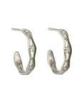 Sterling Silver Wavy Hoop Earrings with Diamonds - Peridot Fine Jewelry - Adel Chefridi