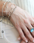 The "Drawer Project 15" Sterling Silver Rectangular Link Bracelet - Peridot Fine Jewelry - Sarah Macfadden