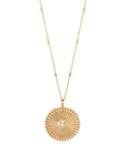 "Tiny Bar" Necklace with "Sunbeam Medallion" Pendant - Peridot Fine Jewelry - Zoe Chicco