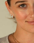 Triple Row Pave Diamond Mini "Theodora" Click Hoop Earrings - Peridot Fine Jewelry - Zahava