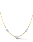 Two - Tone "Posey" Three Diamond Cluster Station Necklace - Peridot Fine Jewelry - Jade Trau