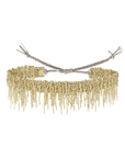 Vermeil Chain & Grey Silk Yarn Woven "Fringe" Bracelet - Peridot Fine Jewelry - Marie Laure Chamorel