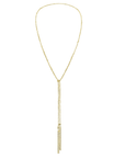 Vermeil Chain Woven Tie Lariat Necklace with End Chain Tassels & Polki Diamond Rondelle Beads - Peridot Fine Jewelry - Marie Laure Chamorel