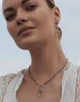 Vermeil Heavy Rectangular Link Chain & Black Silk Woven Necklace with Removable Diamond Key Locket Pendant - Peridot Fine Jewelry - Marie Laure Chamorel
