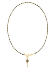Vermeil Heavy Rectangular Link Chain & Black Silk Woven Necklace with Removable Diamond Key Locket Pendant - Peridot Fine Jewelry - Marie Laure Chamorel