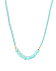 Vermeil & Turquoise Seed Beaded Necklace with Amazonite Beaded Center Station - Peridot Fine Jewelry - Debbie Fisher