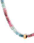 Watermelon Tourmaline "Boulder" Beaded Necklace - Peridot Fine Jewelry - Anne Sportun