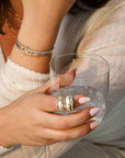 Wide Sterling Silver & 18K Pear - Shaped Icy Grey Diamond Ring - Peridot Fine Jewelry - Yasuko Azuma