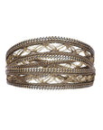 Woven Antique Gold Brass & Golden Lurex Ribbon Double Wrap Bracelet - Peridot Fine Jewelry - Marie Laure Chamorel