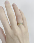Annie Fensterstock Gold Rounded Band with Multi-Colored Sapphires