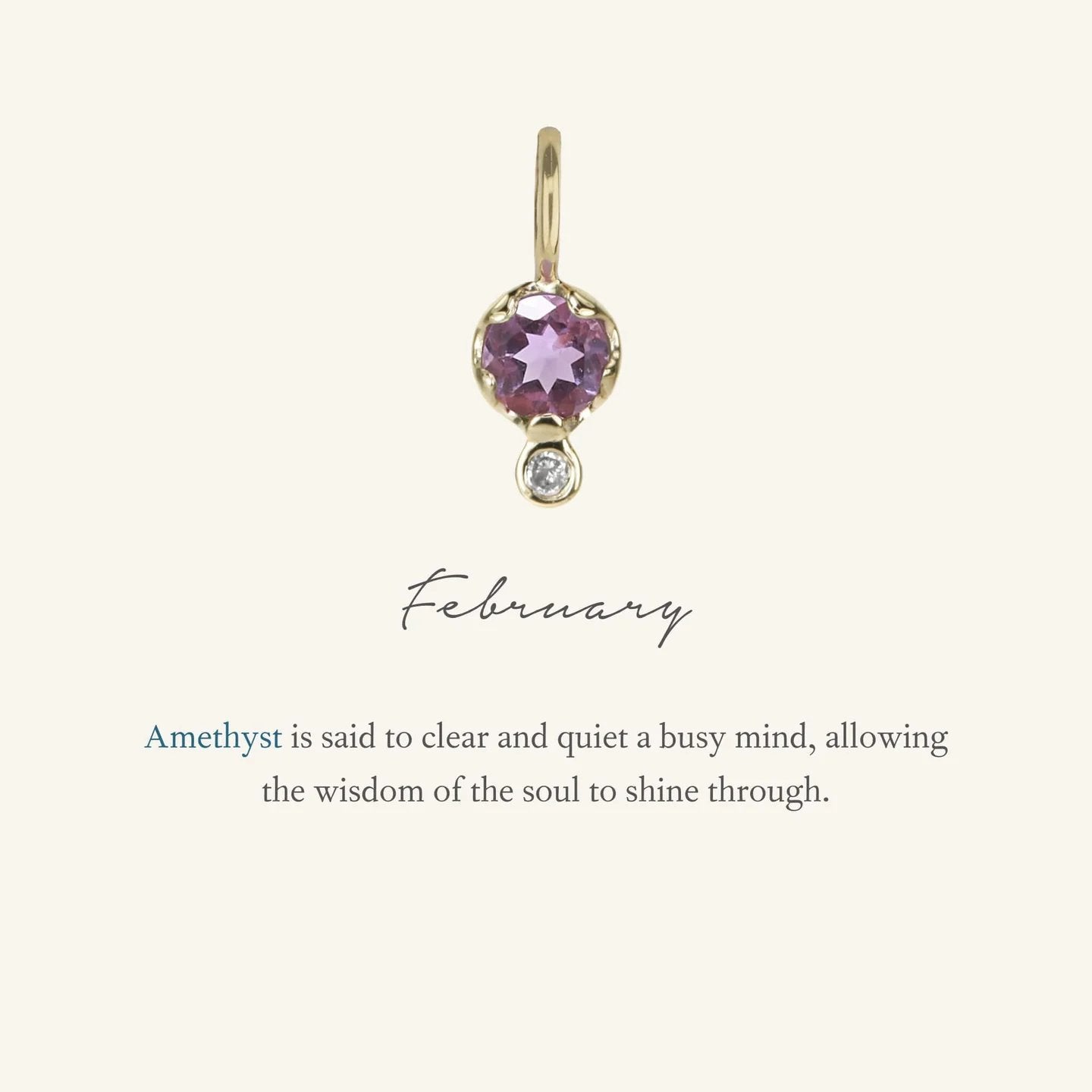 10K Gold Amethyst Birthstone Charm with Diamond Drop - Peridot Fine Jewelry - Zahava
