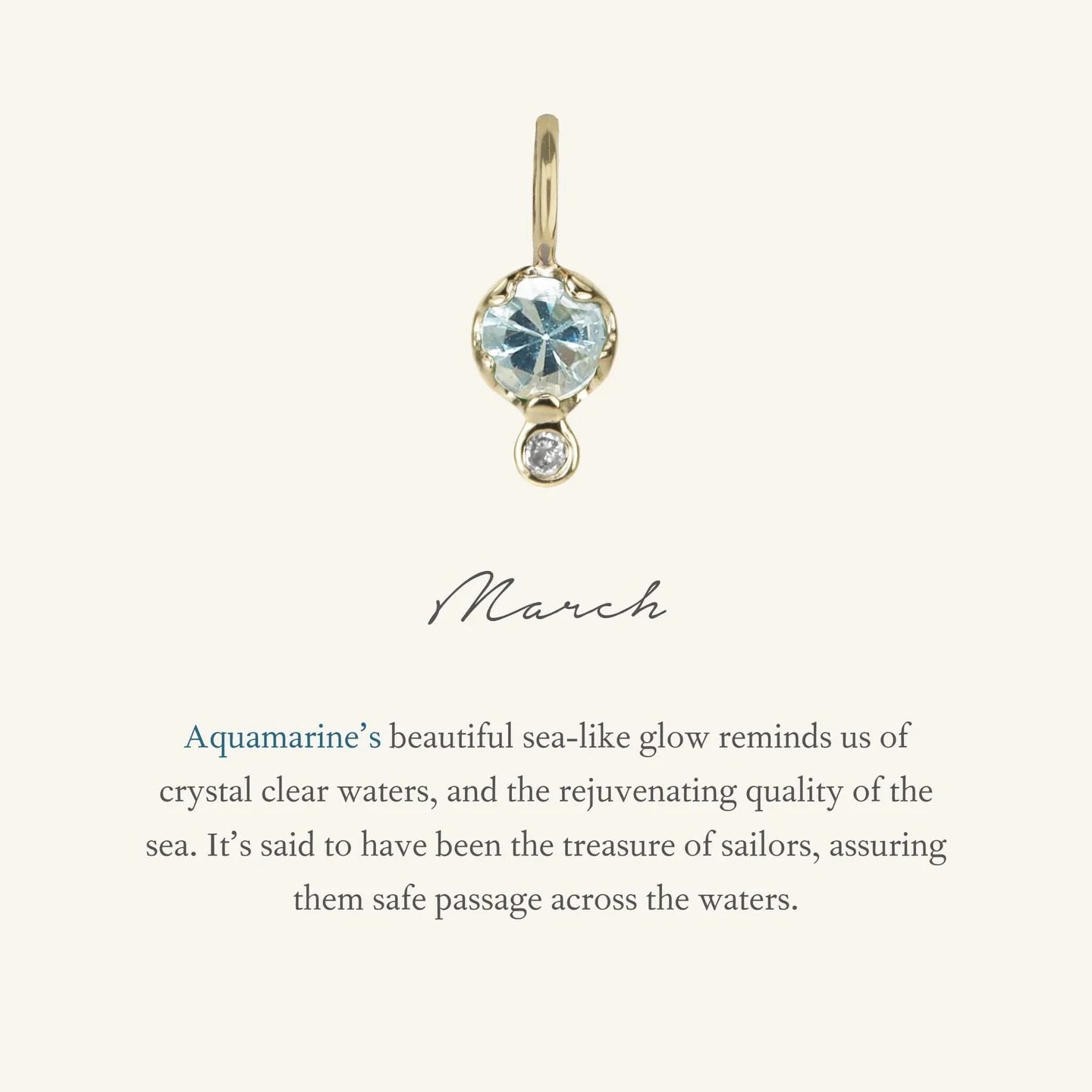 10K Gold Aquamarine Birthstone Charm with Diamond Drop - Peridot Fine Jewelry - Zahava