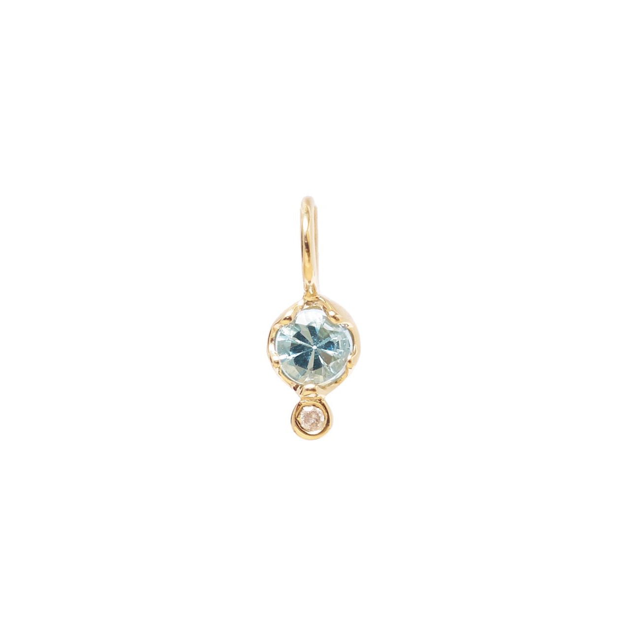 10K Gold Aquamarine Birthstone Charm with Diamond Drop - Peridot Fine Jewelry - Zahava