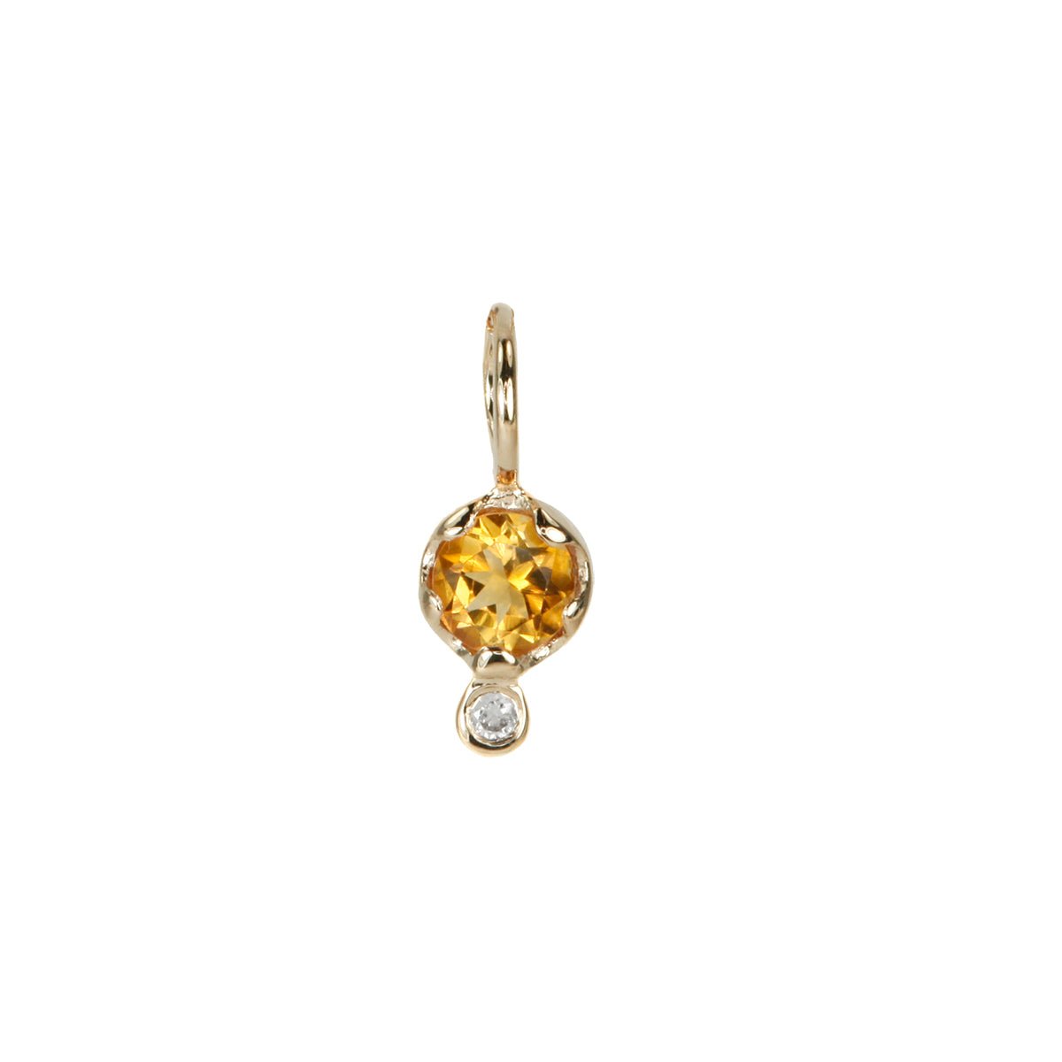 10K Gold Citrine Birthstone Charm with Diamond Drop - Peridot Fine Jewelry - Zahava