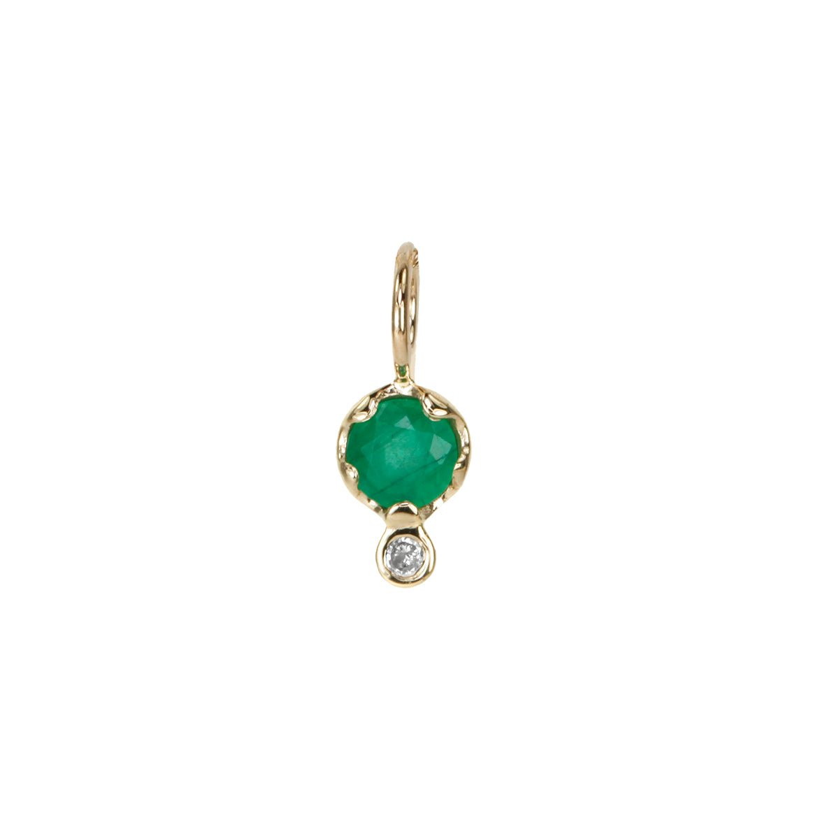 10K Gold Emerald Birthstone Charm with Diamond Drop - Peridot Fine Jewelry - Zahava