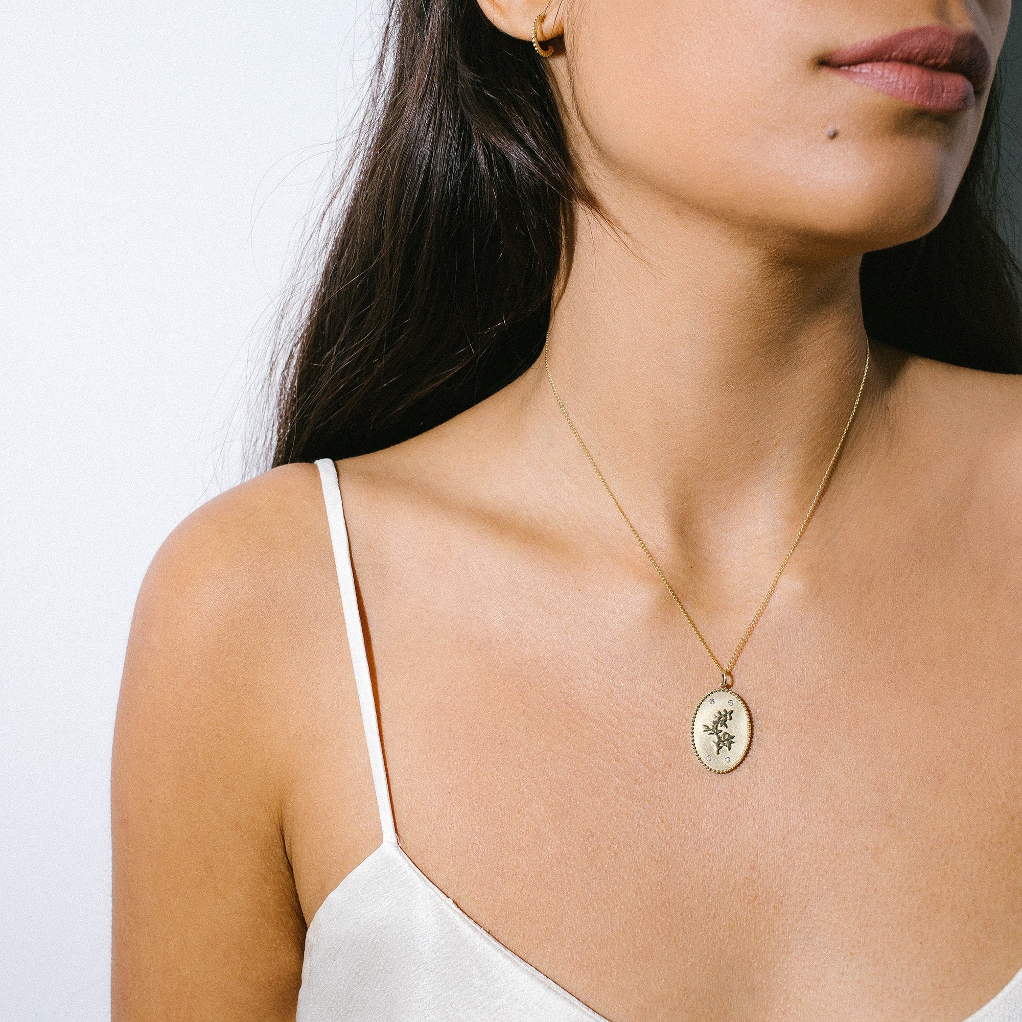 10K Gold Large "Pomegranate Vine" Necklace with Diamond Detail - Peridot Fine Jewelry - Zahava