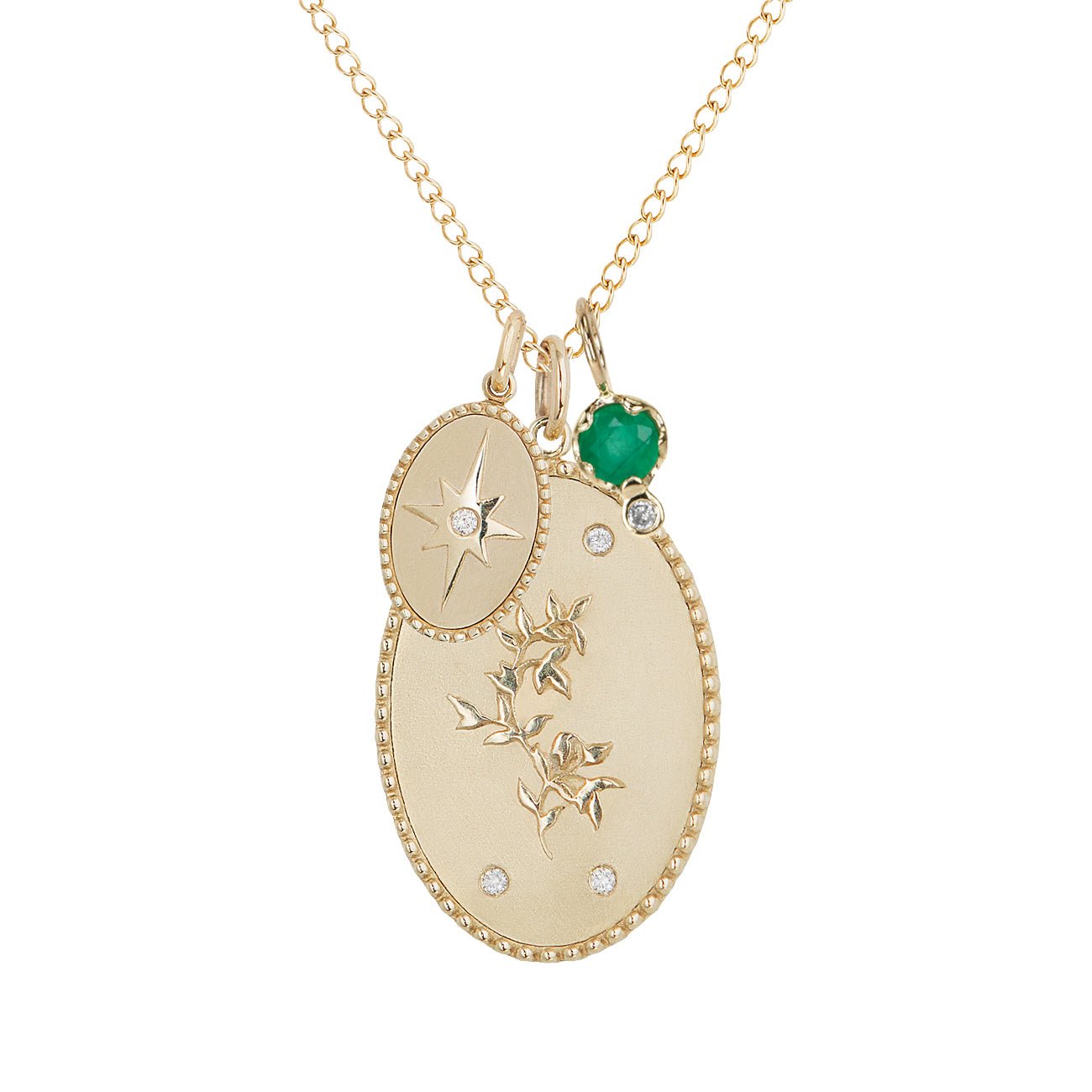 10K Gold Large "Pomegranate Vine" Necklace with Diamond Detail - Peridot Fine Jewelry - Zahava