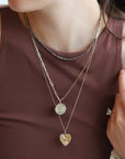 10K Gold Large Textured Heart Pendant with Marquise Faceted Dark Pink Tourmaline Center - Peridot Fine Jewelry - Zahava