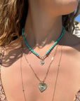 10K Gold Large Textured Heart Pendant with Turquoise - Peridot Fine Jewelry - Zahava