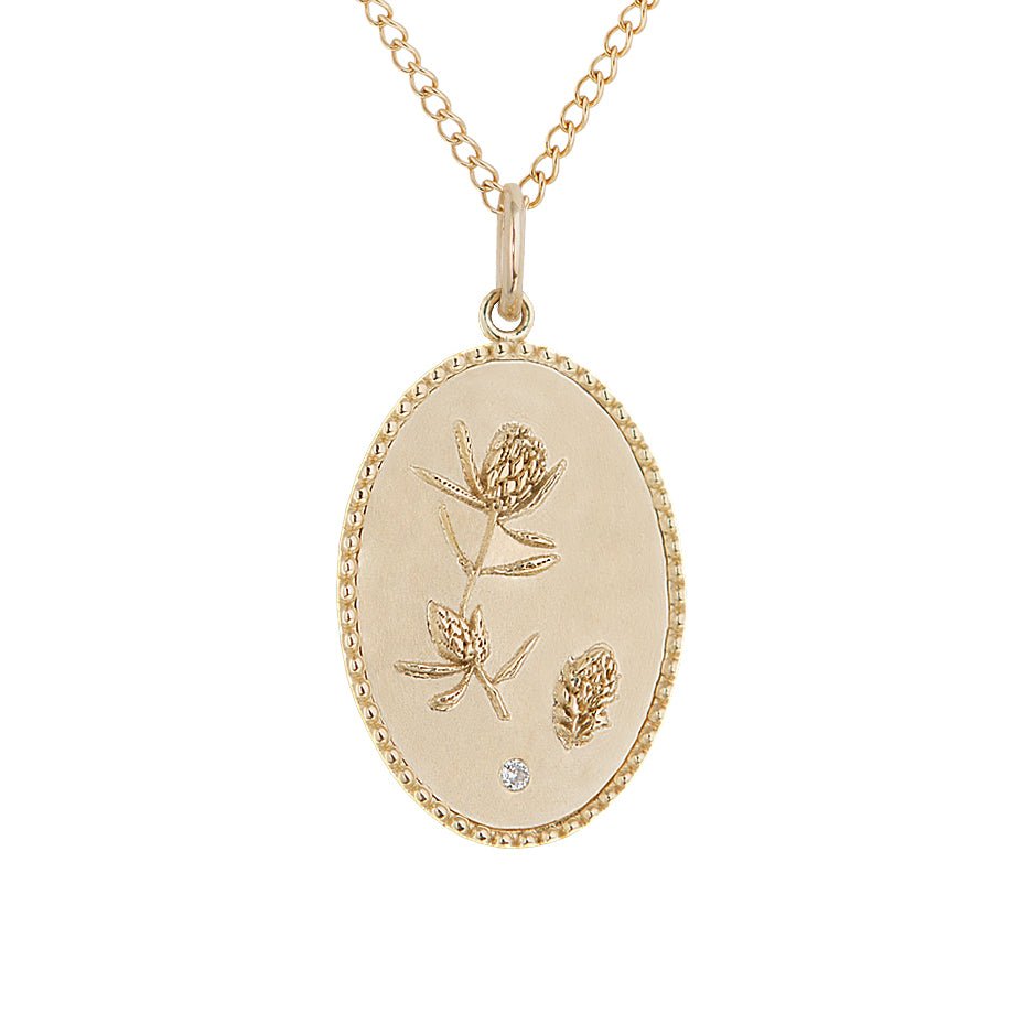 10K Gold Medium "Protea" Necklace with Diamond Detail - Peridot Fine Jewelry - Zahava
