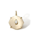 10K Gold Mini "Seek" Octagon Pendant with Pear-Shaped Diamond - Peridot Fine Jewelry - Zahava