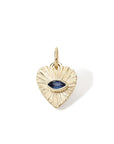 10k Gold Mini Textured Heart Pendant with Blue Sapphire - Peridot Fine Jewelry - Zahava