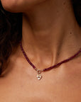 10K Gold Mini Textured Heart Pendant with Pink Tourmaline - Peridot Fine Jewelry - Zahava