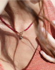 10K Gold Mini Textured Heart Pendant with Pink Tourmaline - Peridot Fine Jewelry - Zahava