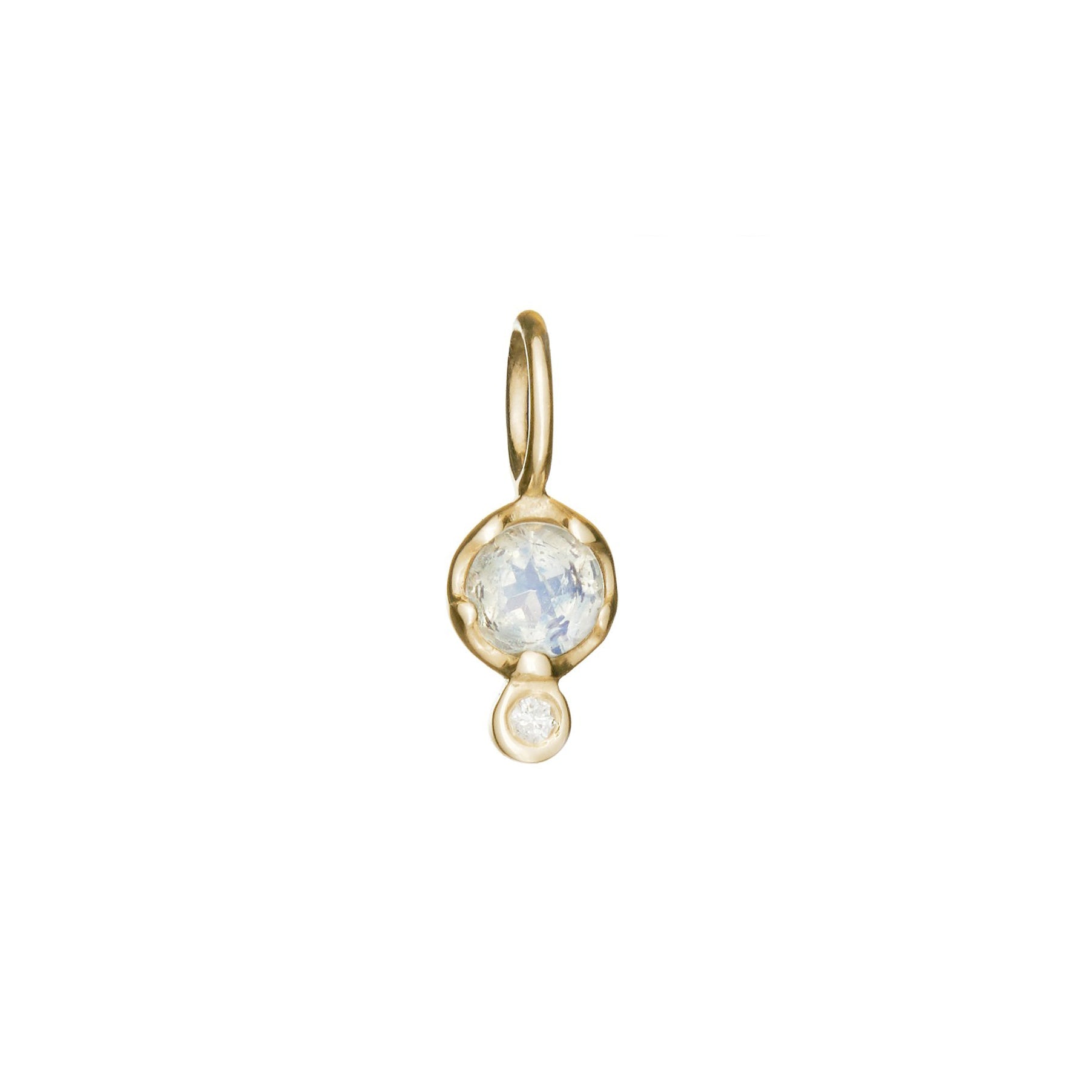 10K Gold Moonstone Birthstone Charm with Diamond Drop - Peridot Fine Jewelry - Zahava