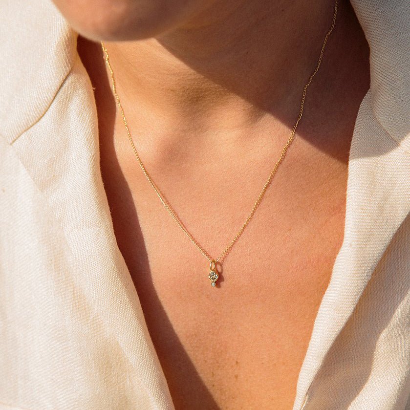 10K Gold Opal Birthstone Charm with Diamond Drop - Peridot Fine Jewelry - Zahava