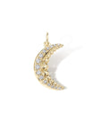 10K Gold Pave Diamond & Dotted Detail "Crescent" Pendant - Peridot Fine Jewelry - Zahava