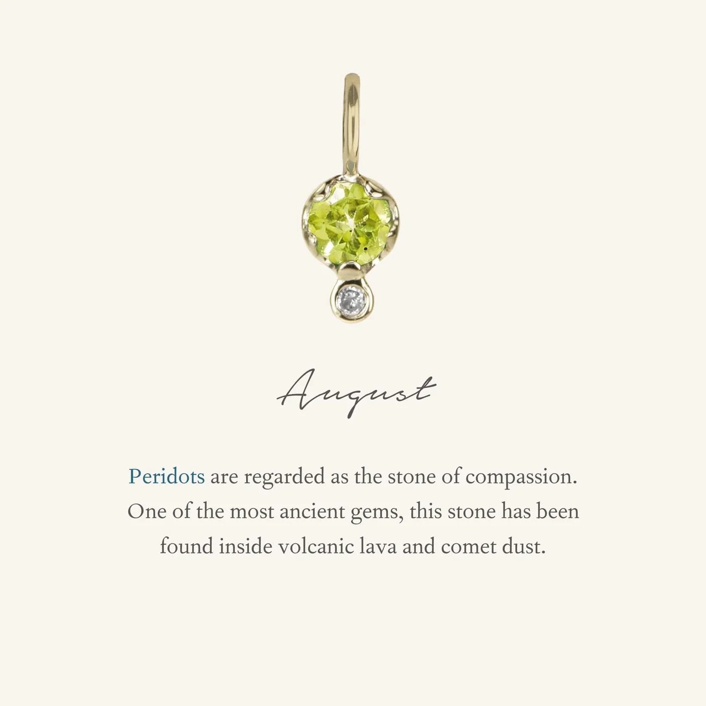 10K Gold Peridot Birthstone Charm with Diamond Drop - Peridot Fine Jewelry - Zahava