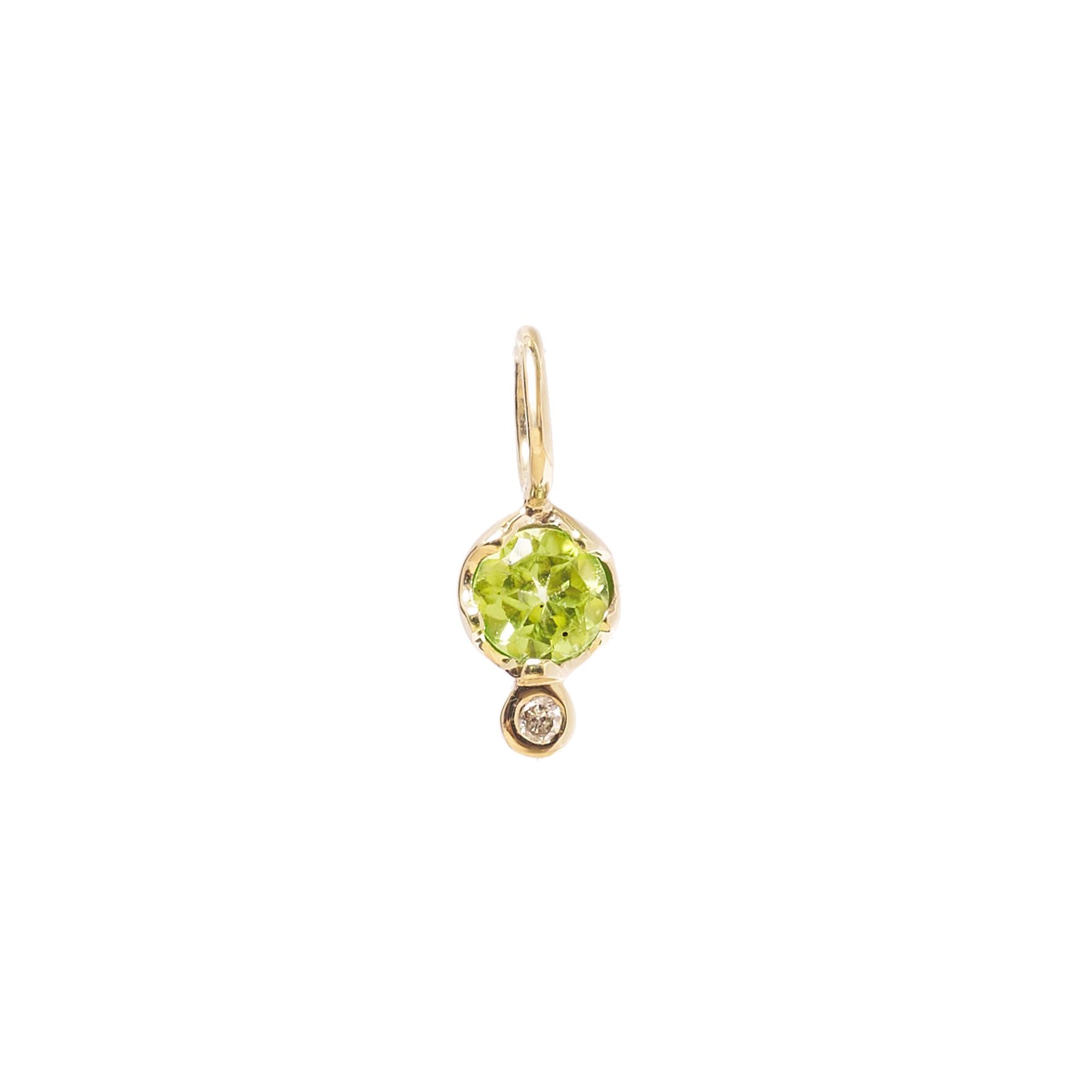 10K Gold Peridot Birthstone Charm with Diamond Drop - Peridot Fine Jewelry - Zahava