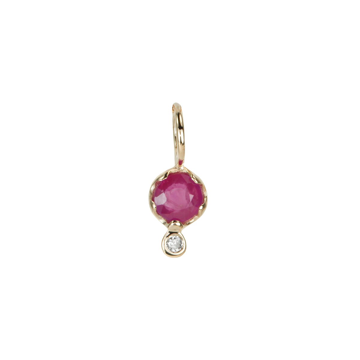 10K Gold Ruby Birthstone Charm with Diamond Drop - Peridot Fine Jewelry - Zahava
