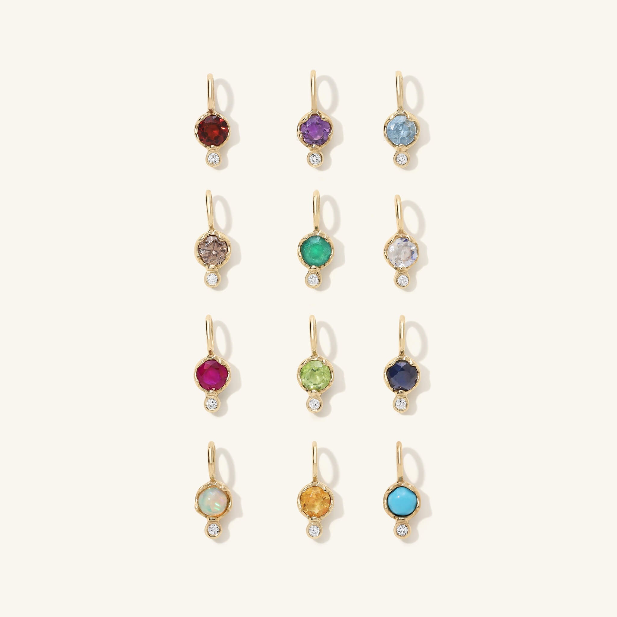 10K Gold Ruby Birthstone Charm with Diamond Drop - Peridot Fine Jewelry - Zahava