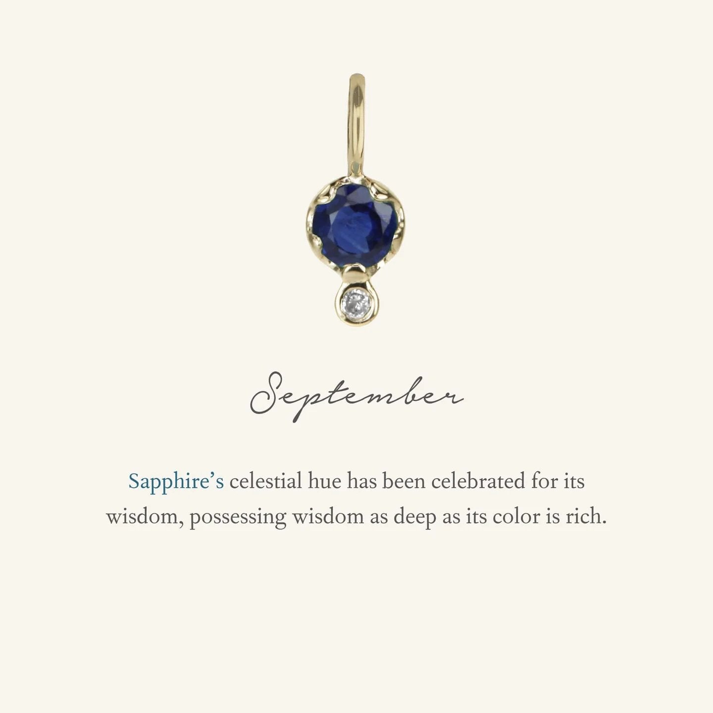 10K Gold Sapphire Birthstone Charm with Diamond Drop - Peridot Fine Jewelry - Zahava