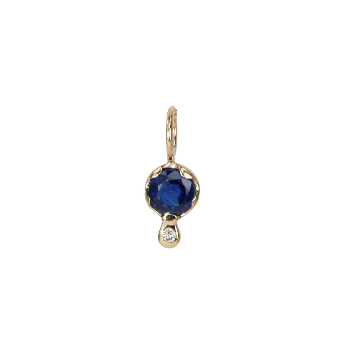10K Gold Sapphire Birthstone Charm with Diamond Drop - Peridot Fine Jewelry - Zahava