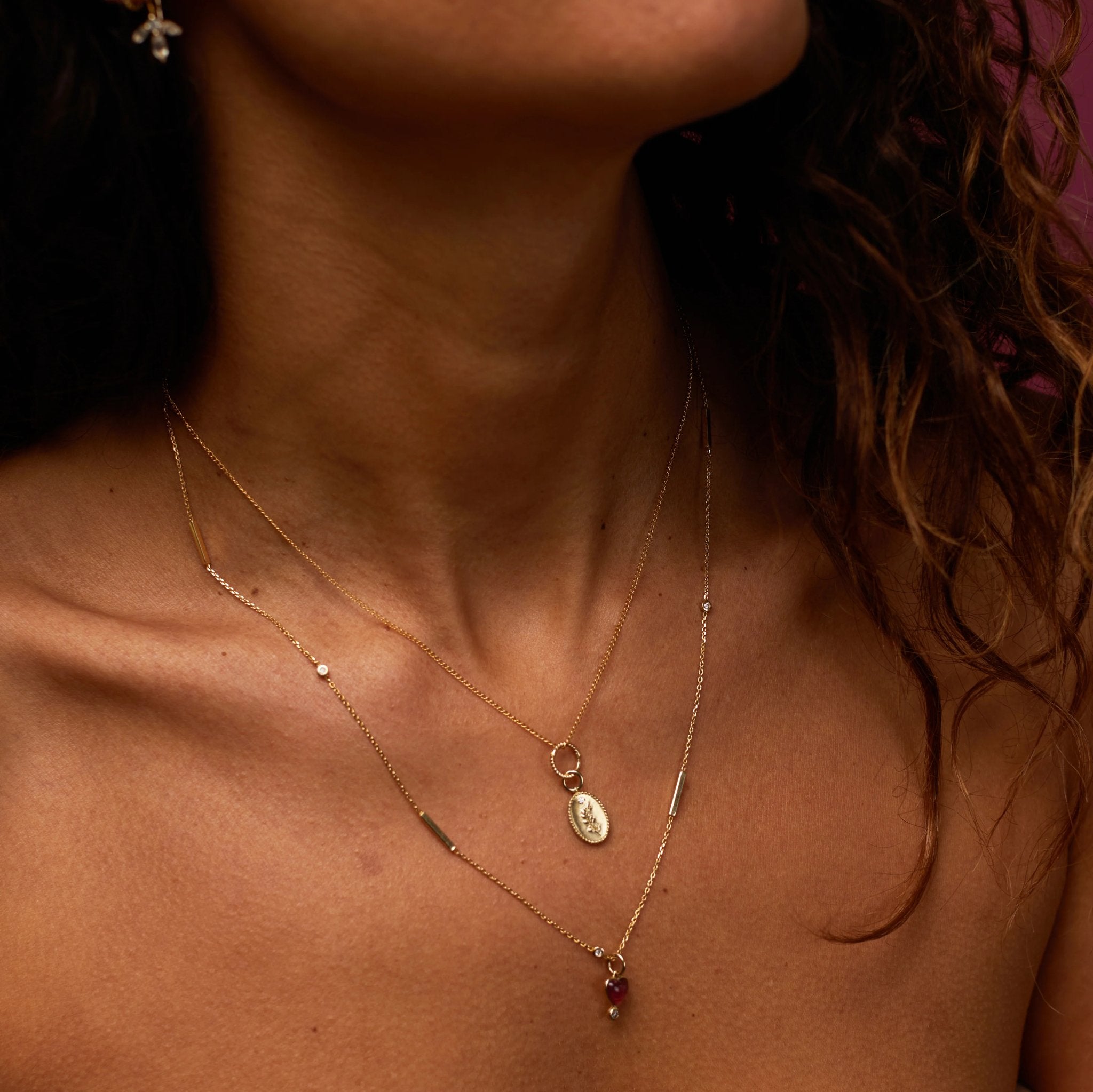 10K Gold Small "Olive Branch" Necklace with Diamond Detail - Peridot Fine Jewelry - Zahava