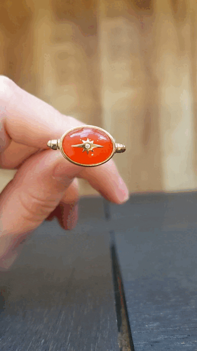 10K Gold Spinning Carnelian "Star" Ring - Peridot Fine Jewelry - Zahava