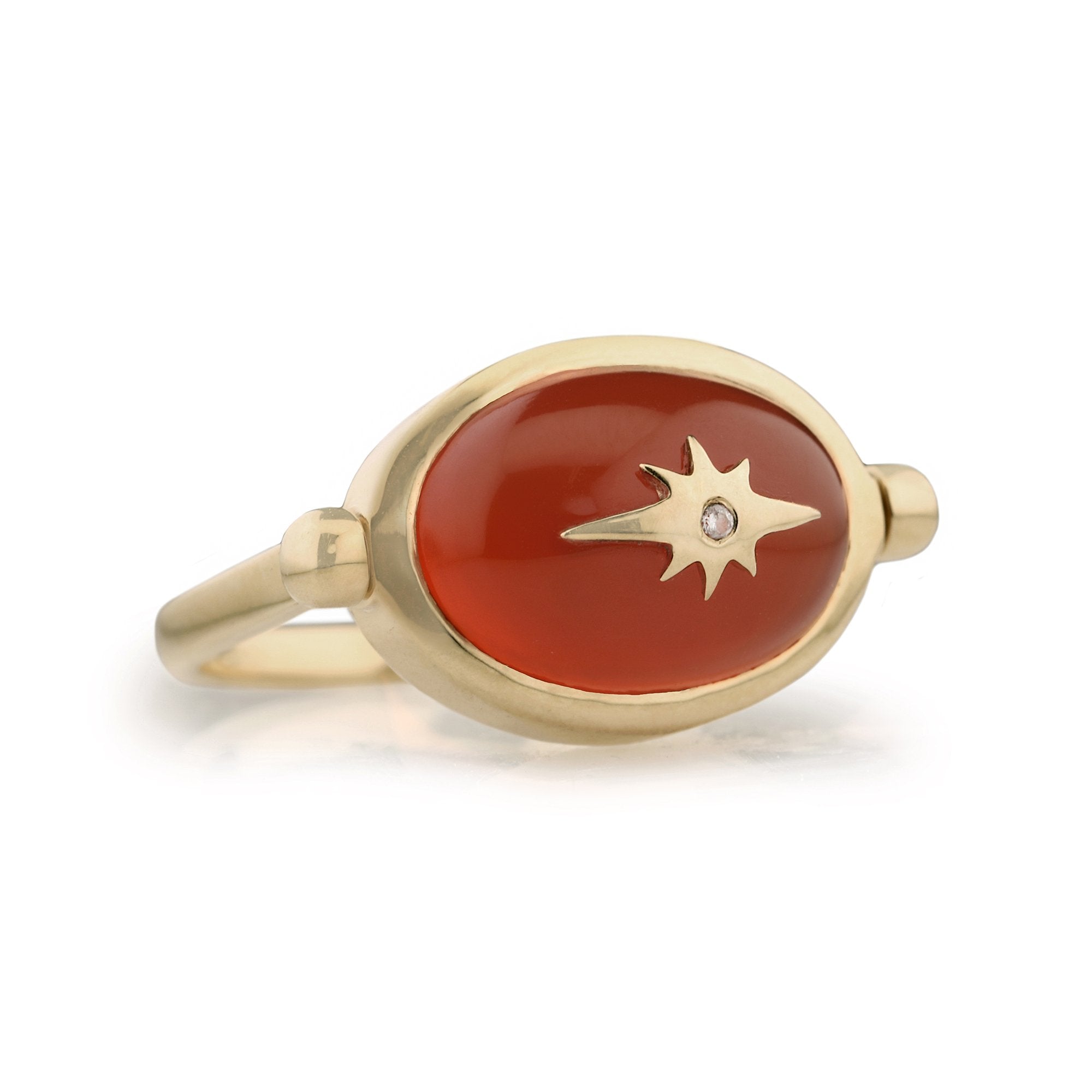 10K Gold Spinning Carnelian "Star" Ring - Peridot Fine Jewelry - Zahava