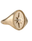 10K Gold "Star" Signet Ring with Diamond Detail - Peridot Fine Jewelry - Zahava