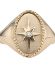 10K Gold "Star" Signet Ring with Diamond Detail - Peridot Fine Jewelry - Zahava