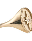 10K Gold "Star" Signet Ring with Diamond Detail - Peridot Fine Jewelry - Zahava