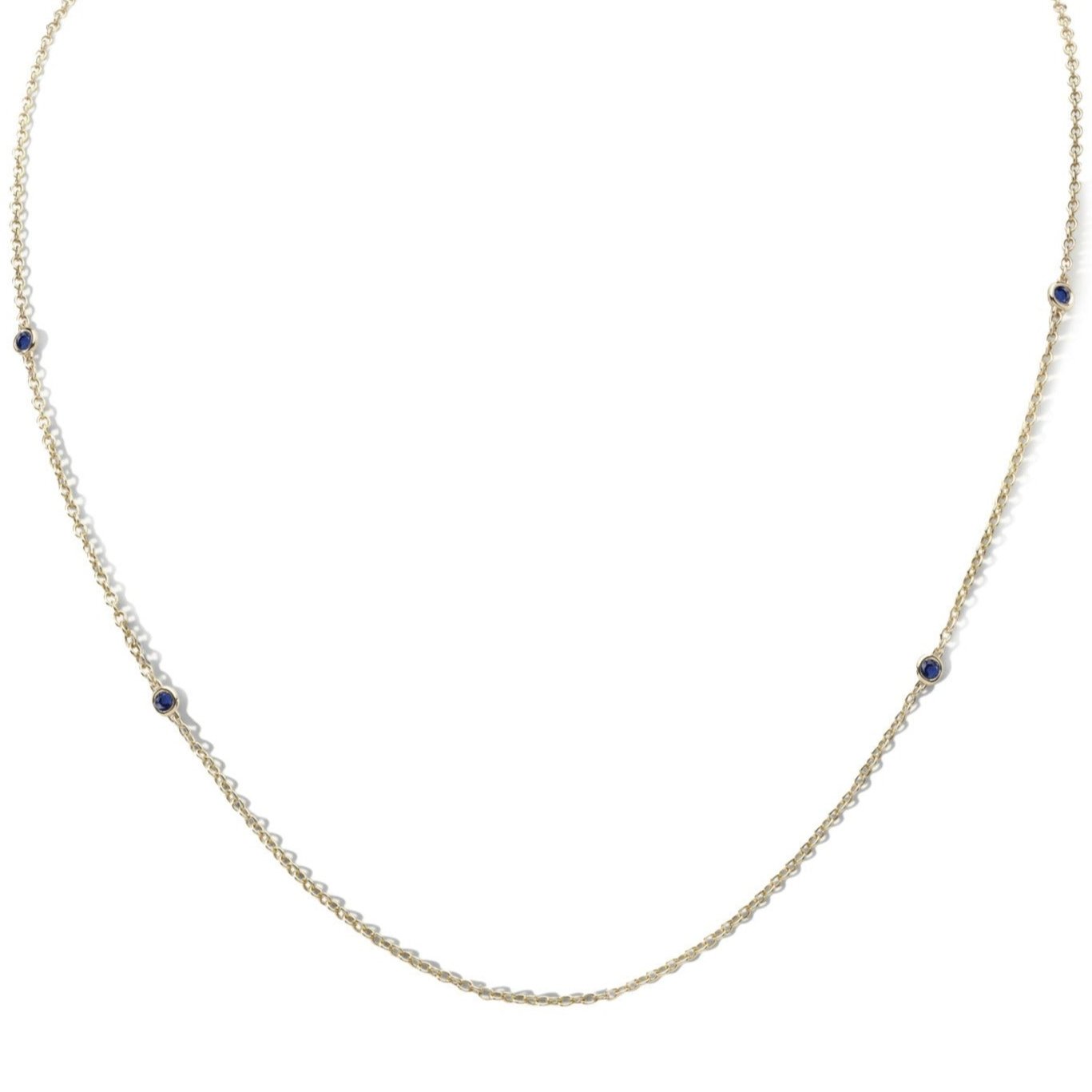 14K Four Bezel Sapphire Chain - Peridot Fine Jewelry - Zahava