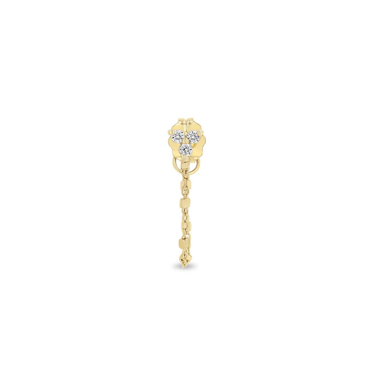 14K Gold Front to Back Square Bead Chain Earring with Diamond Trio - Peridot Fine Jewelry - Zoe Chicco