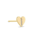 14K Gold Heart Stud with Pave Diamond Row - Peridot Fine Jewelry - Zoe Chicco