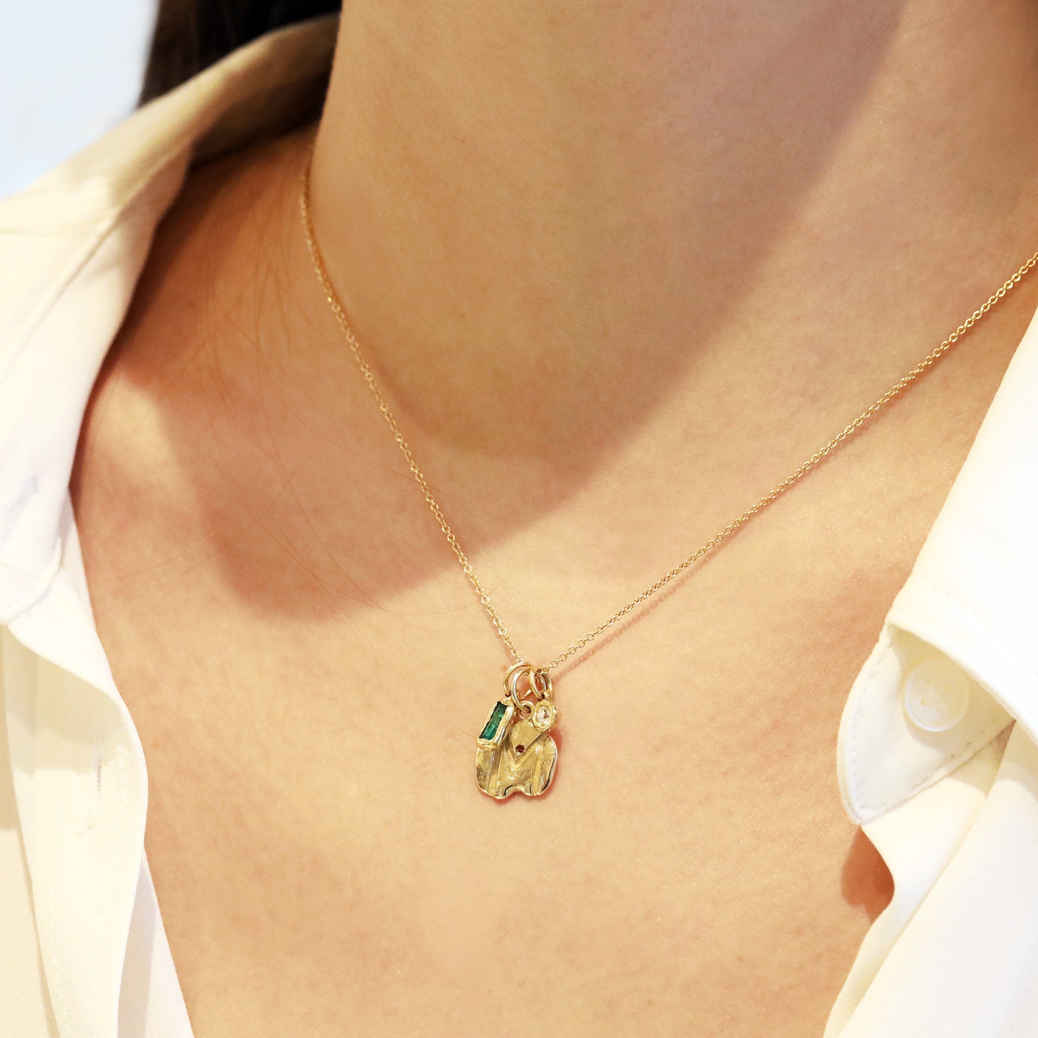 14K Gold Letter M Charm - Peridot Fine Jewelry - Johanna Brierley